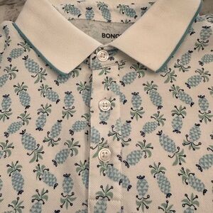 Bonobos Men's Pineapple Print Polo Shirt - White and Blue